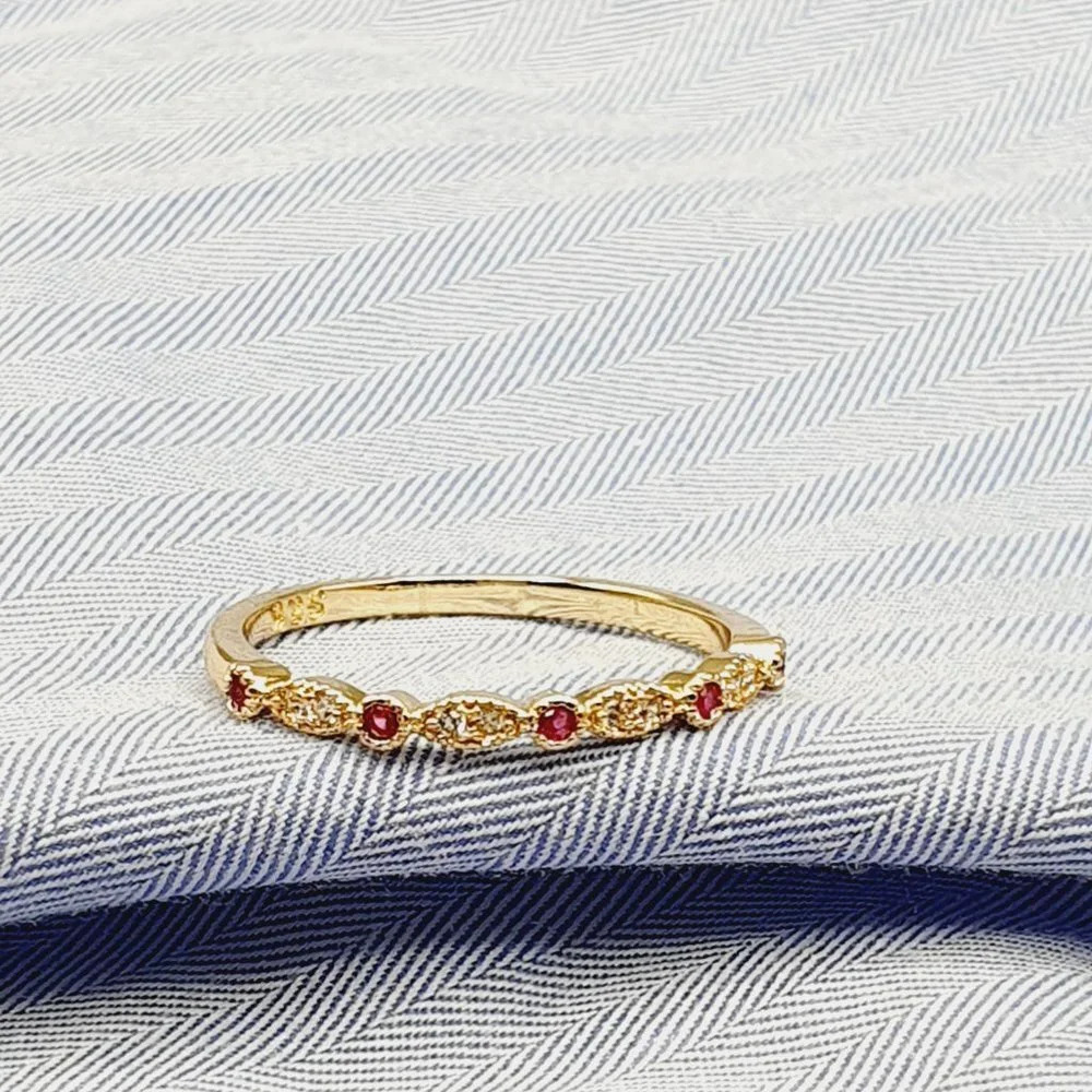 Beauty CZ Thin Sweet Romantic Gold Plated Rings for Women, EVGG1339